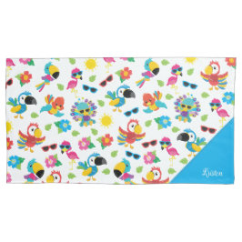 美しい熱帯鳥のパラダイスカラフルパターン 枕カバー