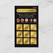 美しい爪、 ネイルソーシャルメディアブラック金ゴールドロイヤリティカード 名刺 (裏面)