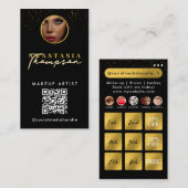 美しい爪、 ネイルソーシャルメディアブラック金ゴールドロイヤリティカード 名刺 (正面/裏面)
