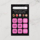 美しい爪、 ネイルソーシャルメディア黒ピンクロイヤリティカード 名刺 (裏面)