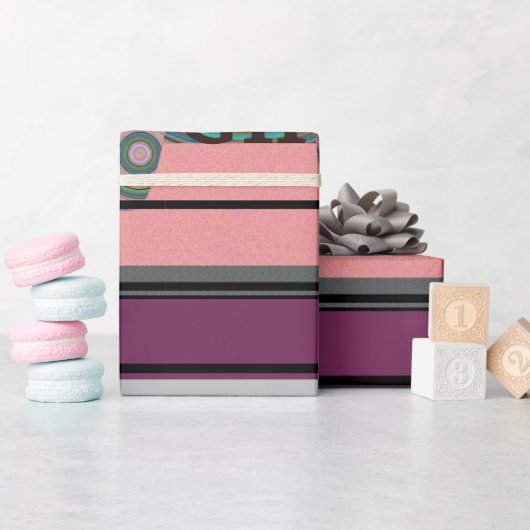 美しい父ギフト_PUPLER_PINK_BLACK_LETTER ラッピングペーパー (ベビーシャワー)