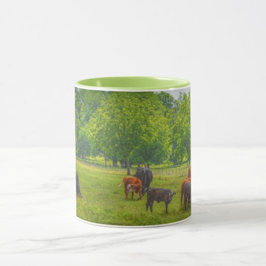 美しい牛の牛の牧草地ファームアートマグ マグカップ (中央)