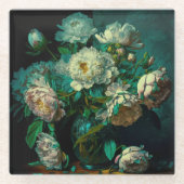 美しい牡丹の花飲料用コースター ガラスコースター (正面)