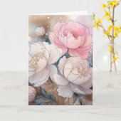 美しい牡丹の花。グリーティングカード カード (黄色い花)