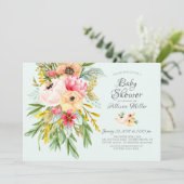 美しい牡丹フローラベビーシャワー招待状 招待状 (スタンド正面)