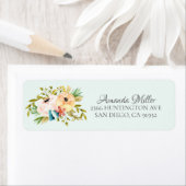 美しい牡丹フローラ差出人住所 ラベル (インサイチュ)