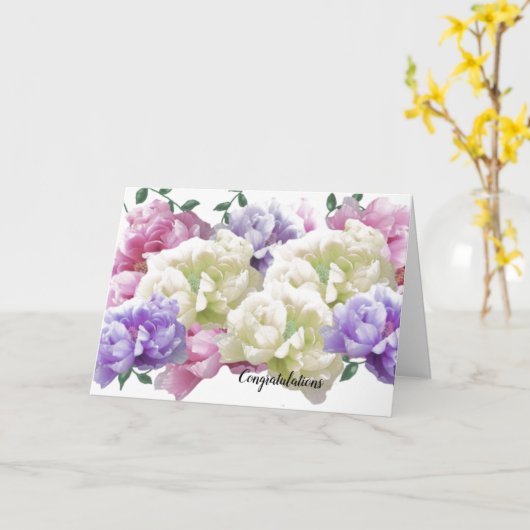 美しい牡丹結婚の祝いカード カード (黄色い花)