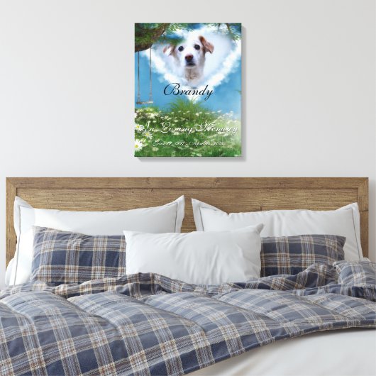美しい牧草地あなたのペットの写真のメモリアルを追加 キャンバスプリント (インサイチュ (寝室))