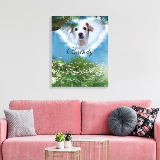 美しい牧草地あなたのペットの写真のメモリアルを追加 キャンバスプリント (インサイチュ (リビング))