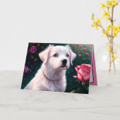 美しい犬とバラのコレクション カード (黄色い花)