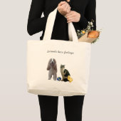 美しい犬と縞猫とひよこ ラージトートバッグ (正面(商品))