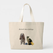 美しい犬と縞猫とひよこ ラージトートバッグ (裏面)