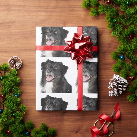 美しい犬のリアリスティックな絵画 ラッピングペーパー (クリスマスギフト)