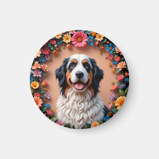 美しい犬の肖像画 マグネット (正面)