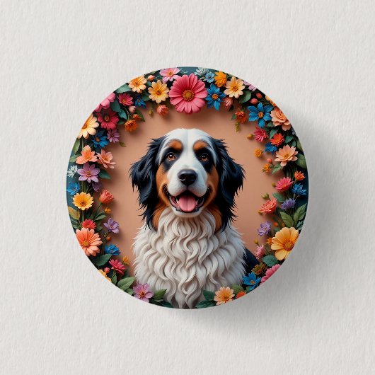 美しい犬の肖像画 缶バッジ (正面)