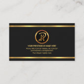 美しい犬モチーフの金ゴールドペットシストライプッター 名刺 (裏面)