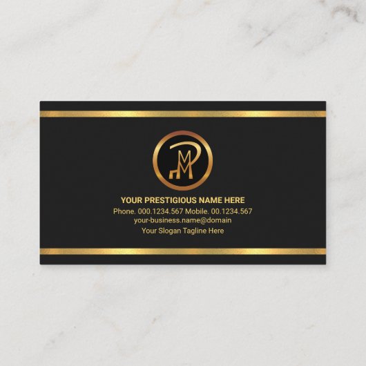 美しい犬モチーフの金ゴールドペットシストライプッター 名刺 (裏面)