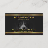 美しい犬モチーフの金ゴールドペットシストライプッター 名刺 (正面)