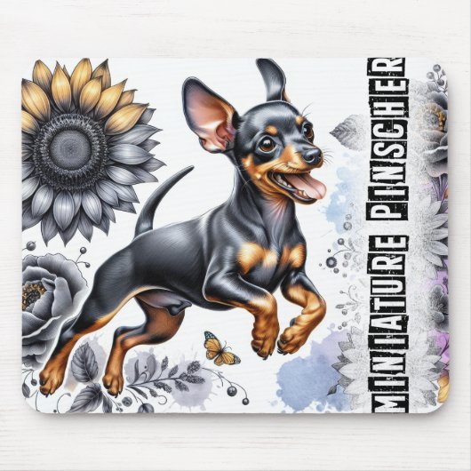 美しい犬種/ミニチュアピンシャー犬 マウスパッド (正面)