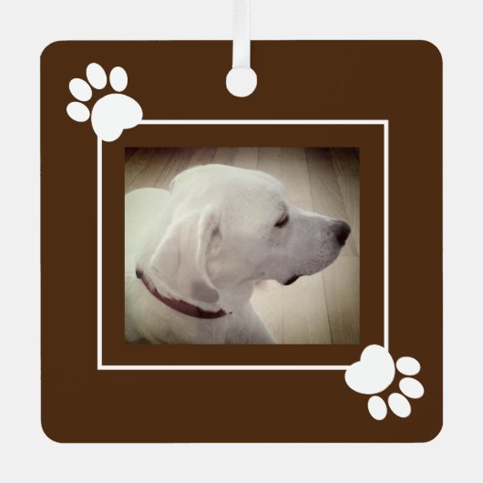 美しい犬素朴ダークブラウン独身の1写真 メタルオーナメント (正面)