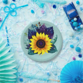 美しい独身のオープンヒマワリ ペーパープレート (パーティー)