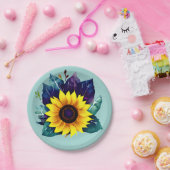 美しい独身のオープンヒマワリ ペーパープレート (パーティー)