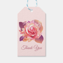 美しい独身のピンクのバラ ギフトタグ