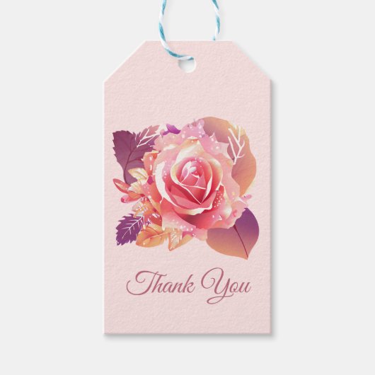 美しい独身のピンクのバラ ギフトタグ (正面)