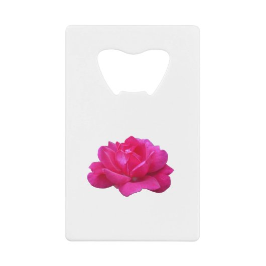 美しい独身のピンクのバラ クレジットカード栓抜き (正面)
