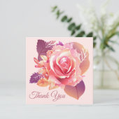 美しい独身のピンクのバラ サンキューカード (スタンド正面)