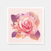 美しい独身のピンクのバラ スタンダードカクテルナプキン (正面)