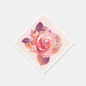 美しい独身のピンクのバラ スタンダードカクテルナプキン (角)