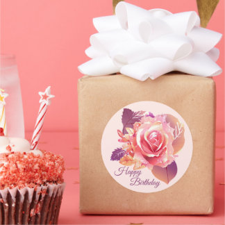 美しい独身のピンクのバラ ラウンドシール