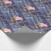 美しい独身のピンクのバラ ラッピングペーパー (角)