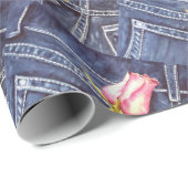 美しい独身のピンクのバラ ラッピングペーパー (ロールコーナー)