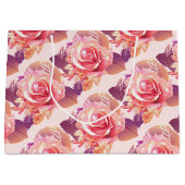 美しい独身のピンクのバラ ラージペーパーバッグ (正面)