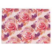 美しい独身のピンクのバラ ラージペーパーバッグ (裏面)