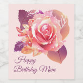 美しい独身のピンクのバラ ワインラベル (シングルラベル)