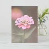 美しい独身のピンクの花フラットサンキューカード サンキューカード (スタンド正面)