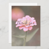 美しい独身のピンクの花フラットサンキューカード サンキューカード (正面/裏面)