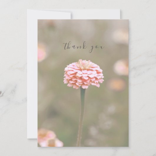 美しい独身のピンクの花フラットサンキューカード サンキューカード (正面)
