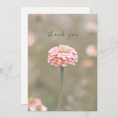 美しい独身のピンクの花フラットサンキューカード サンキューカード (正面/裏面)