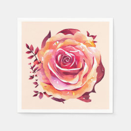 美しい独身の大きなピンクのバラ スタンダードカクテルナプキン
