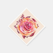 美しい独身の大きなピンクのバラ スタンダードカクテルナプキン (角)
