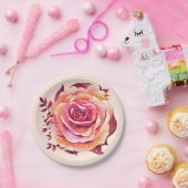 美しい独身の大きなピンクのバラ ペーパープレート (パーティー)