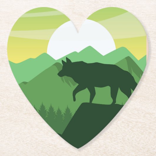 美しい狼のシーン ペーパーコースター (正面)