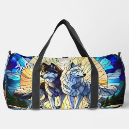 美しい狼のペア ダッフルバッグ