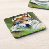 美しい狼の絵画頭 コースター (左側)