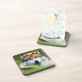 美しい狼の絵画頭 コースター (右側)