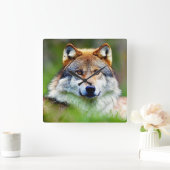 美しい狼の絵画頭 スクエア壁時計 (ホーム)